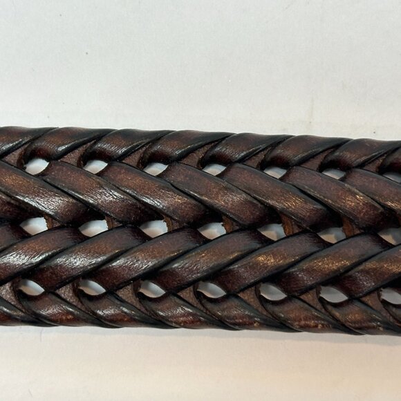 Fossil Men’s Myles Braided Leather Belt Cognac 42 | 30mm Silver Buckl - Picture 8 of 10